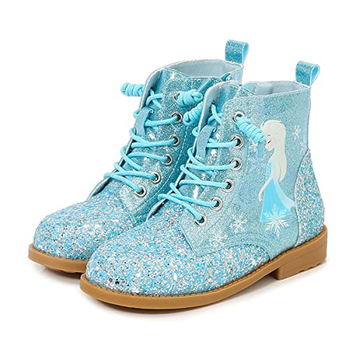 YEAJION Mädchen Stiefel Elsa Prinzessin Stiefel Warmes Futter High Heel Winterstiefel für Kinder Rosa Blau Pailletten Hohe Stiefel Mädchen Prinzessin Party Kleidung High Heel Stiefel von YEAJION