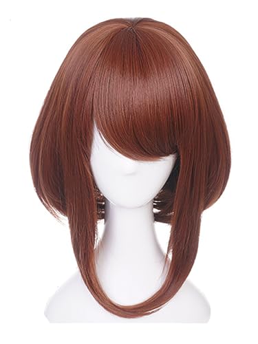 YEAJION Ochaco Uraraka Cosplay Perücke Braun Kurz Anime My Hero Academia Cosplay Verkleidung Uraraka Ochaco Wig Halloween Karneval Party Cosplay Kostüm Zubehör Erwachsene von YEAJION