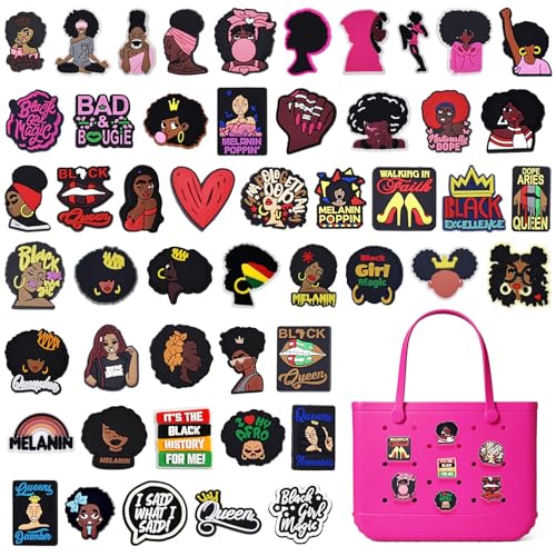 YEALQUE 50 schwarze Damen-Charms, Anhänger für Bogg Bag Tragetaschen, dekoratives Accessoire, schwarze Damen-Geschenke von YEALQUE