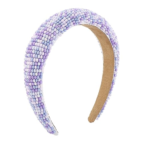 Europäische und amerikanische Farbe beige Haarreif Frischer und süßer hoher Schädel oben Perlen Stirnband Haarschmuck, lila von YEAMKE
