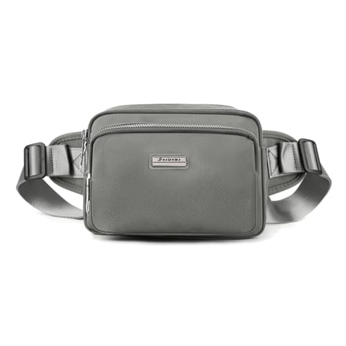 Taillentasche Damentasche Nylonstoff Brusttasche Umhängetasche für Frauen kleine quadratische Tasche, grau, 20 * 11 * 15 cm von YEAMKE