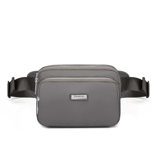 Taillentasche Damentasche Nylonstoff Brusttasche Umhängetasche für Frauen kleine quadratische Tasche, grau, 21 * 12 * 15 cm von YEAMKE