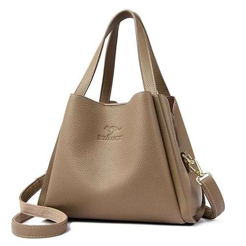 YEAMKE Bucket Bag Damen One-Shoulder Crossbody Bag Tragetasche mit großem Fassungsvermögen, Khaki, 27 * 14 * 23CM von YEAMKE