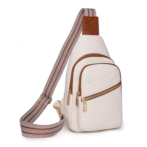 YEAMKE Damentasche, Brusttasche für Frauen mit großem Fassungsvermögen, einfache Umhängetasche mit einer Schulter, weiß, 17 * 8 * 27 cm von YEAMKE
