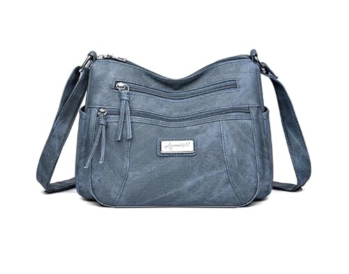 YEAMKE Damentasche Umhängetasche Retro Kleine quadratische Tasche Einfache einfarbige Umhängetasche, blau, 26 * 10 * 19 cm von YEAMKE