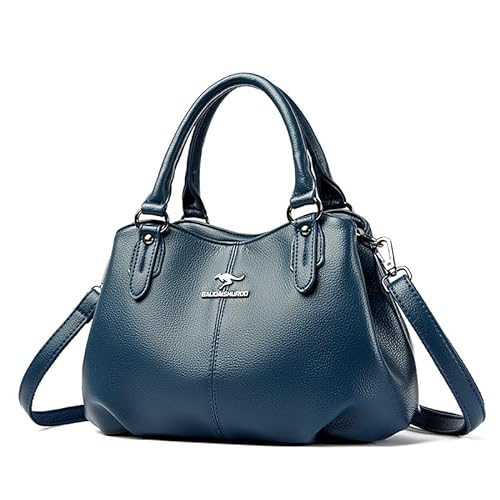 YEAMKE Handtasche weiches Leder Großraum-Umhängetasche für Frauen, Pfauenblau, 30 * 11 * 21 cm von YEAMKE