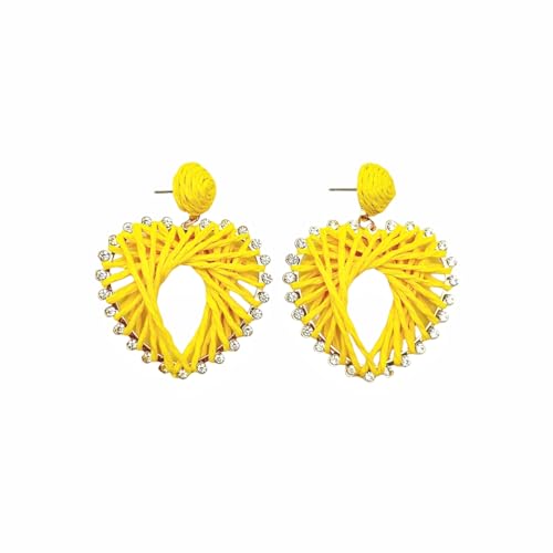 YEATMUE Herz-Tropfen-Ohrringe für Frauen, modischer Bast, Strohumwickelt, niedlich, Statement-Liebe, handgefertigt, baumelnd, Zirkonia, funkelnd, Schmuck, Geschenk für Liebhaber, Rattan, Kein YEATMUE Herz-Tropfen-Ohrringe für Frauen, modischer Bast, Strohumwickelt, niedlich, Statement-Liebe, handgefertigt, baumelnd, Zirkonia, funkelnd, Schmuck, Geschenk für Liebhaber, Rattan, Kein von YEATMUE
