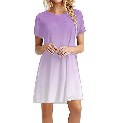 Angebote des Tages Heute Deal Shirtkleid Damen Sommer Freizeitkleid Kurzarm Sommerkleier Elegante Kleider Strandkleid Loose Swing Damenkleid Rundhals Kleid Hochzeitsgast Damen von YEBIRAL