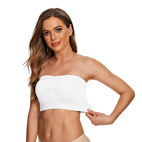 BH ohne bügel Nahtlose Bandeau BH Trägerloser Bustier Top ohne Bügel Schulterfrei Bra Tube Top mit Transparenten Trägern Bequem Atmungsaktiv Nahtlose unterwäsche Sport starker Halt große von YEBIRAL