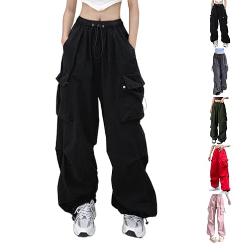 Meine bestellungen Cargohose Damen Baggy Weite Bein Hose Hip Hop Y2K Streetwear Freizeithose Jogginghose mit Gummizug Oversized Vintage 90er Warehouse Deals Angebote von YEBIRAL
