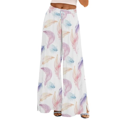 Meine bestellungen Leinenhose Damen Leicht Sommer Casual Hose Leinen Hosen Weites Bein Palazzo Freizeithose Einfarbig Hohe Taille Sommerhose Warehouse Deals Angebote von YEBIRAL