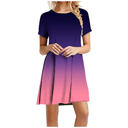 Meine bestellungen Shirtkleid Damen Sommer Freizeitkleid Kurzarm Sommerkleier Elegante Kleider Strandkleid Loose Swing Damenkleid Rundhals Kleid Hochzeitsgast Damen von YEBIRAL