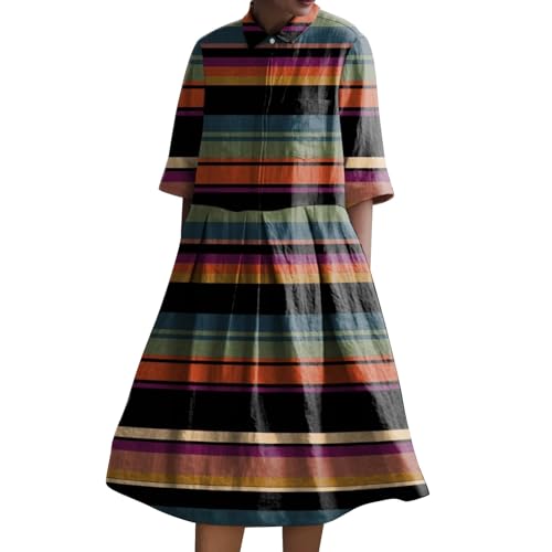 Meine bestellungen anzeigen Blusenkleid Damen Retro Print Shirt Kleid Baggy Lose Fit A-Linie Sommerkleid LäSsig Plus GrößE Button Down Strandkleid Kurze Meine bestellungen von YEBIRAL