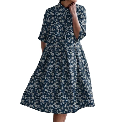 Sommerkleider Sale Meine bestellungen Blusenkleid Damen Retro Print Shirt Kleid Baggy Lose Fit A-Linie Sommerkleid LäSsig Plus GrößE Button Down Strandkleid Kurze Angebote des Tages Heute Deal von YEBIRAL