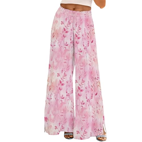 Sommerkleider Sale Meine bestellungen Leinenhose Damen Leicht Sommer Casual Hose Leinen Hosen Weites Bein Palazzo Freizeithose Einfarbig Hohe Taille Sommerhose Angebote von YEBIRAL