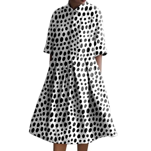 Warehouse Deal retourenware Blusenkleid Damen Retro Print Shirt Kleid Baggy Lose Fit A-Linie Sommerkleid LäSsig Plus GrößE Button Down Strandkleid Kurze Warehouse Deals Angebote rückläufer von YEBIRAL