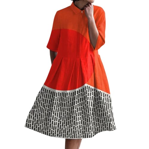Warehouse Deal retourenware Blusenkleid Damen Retro Print Shirt Kleid Baggy Lose Fit A-Linie Sommerkleid LäSsig Plus GrößE Button Down Strandkleid Kurze blitzangebote des Tages Heute befristet von YEBIRAL