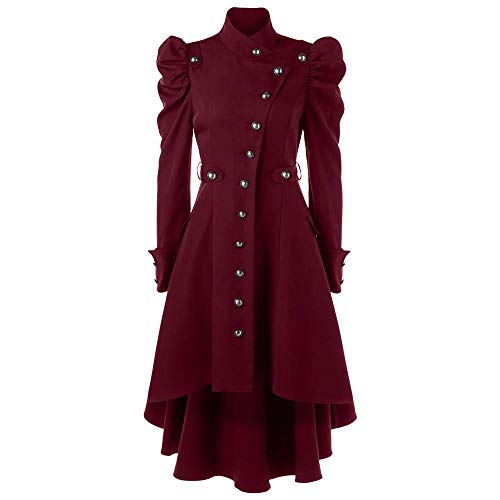 YEBIRAL 2019 Gotische Kleidung Damen Steampunk Schwalbenschwanz Langen Grabenmantel Mantel Edler Steampunk Uniform Kostüm Party Outwear Mantel Long Gothic Trenchcoat Mantel von YEBIRAL