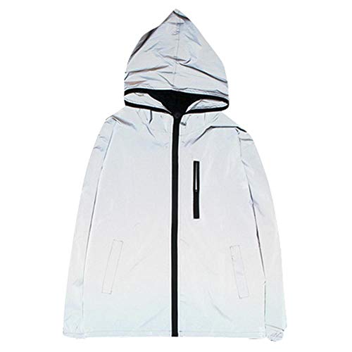 YEBIRAL 360 Reflektierende Herrenjacke Oversize Unisex Full Reflective Jacke Laufjacke/Atmungsaktiv/Winddicht/Wasserabweisend/Reflekierend von YEBIRAL