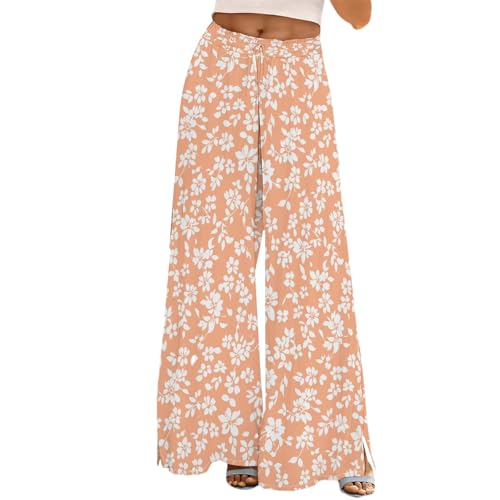 YEBIRAL Angebote des Tages Heute Damen Leinenhose Damen Leicht Sommer Casual Hose Leinen Hosen Weites Bein Palazzo Freizeithose Einfarbig Hohe Taille Sommerhose Sommerkleider Sale Meine bestellungen von YEBIRAL