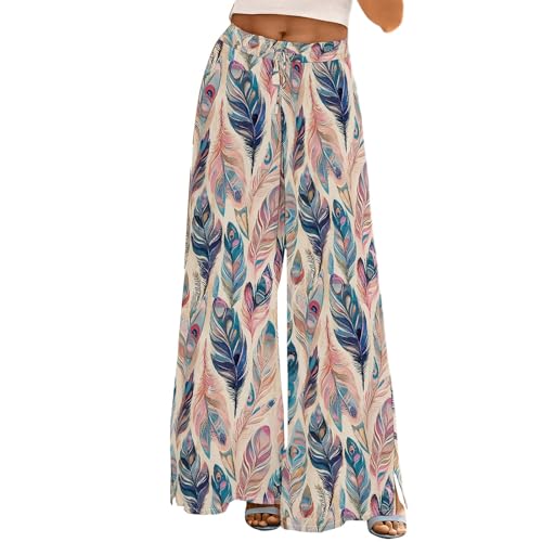 YEBIRAL Angebote des Tages Heute Deal Leinenhose Damen Leicht Sommer Casual Hose Leinen Hosen Weites Bein Palazzo Freizeithose Einfarbig Hohe Taille Sommerhose Meine bestellungen anzeigen von YEBIRAL