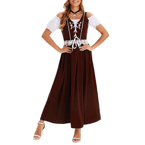 YEBIRAL Angebote des Tages Heute Dirndl Damen Lang Modern Trachtenkleid Oktoberfest Kleidung Maxi Kleid Trachtenrock Grün Braun Rot Dirndl für Damen Meine bestellungen von YEBIRAL