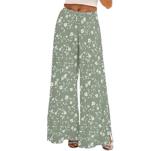 YEBIRAL Angebote des Tages Heute Leinenhose Damen Leicht Sommer Casual Hose Leinen Hosen Weites Bein Palazzo Freizeithose Einfarbig Hohe Taille Sommerhose blitzangebote des Tages von YEBIRAL