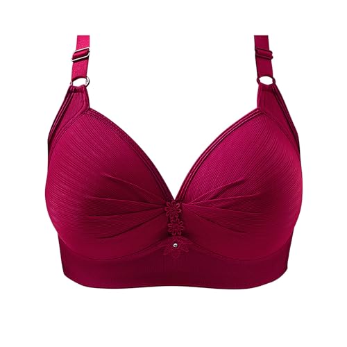 YEBIRAL BH Damen Ohne Bügel Große Brüste Push Up Minimizer BH Vollschalen Bustier Verstellbaren Trägern Cup Bra Sexy V-Ausschnitt Schalen BH Frauen Bralette Soft-BH Unterwäsche von YEBIRAL