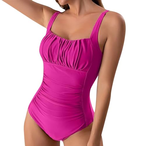 YEBIRAL Badeanzug Damen Bauchweg Einteiliger Bademode Strandmode Hoch Taillierte Monokini Badeanzüge für Frauen One Piece Swimsuit Push Up Schwimmanzug Retro Schlankheits Raffung Badebekleidung von YEBIRAL