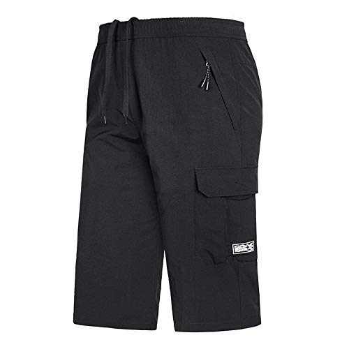 YEBIRAL Bermuda Shorts Herren Sport Shorts Freizeithose Schnelltrocknend Sporthose Cargo Capri Kurze Hose Lose Trainingshose viele Farben, auch Übergrößen bis 7XL(3XL,Schwarz) von YEBIRAL