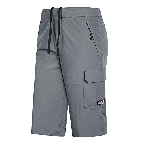 YEBIRAL Bermuda Shorts Herren Sport Shorts Freizeithose Schnelltrocknend Sporthose Cargo Capri Kurze Hose Lose Trainingshose viele Farben, auch Übergrößen bis 7XL(6XL,Grau) von YEBIRAL