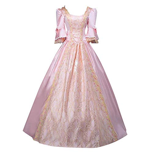 YEBIRAL Damen 1/2 Ärmel Renaissance Mittelalter Kleid Party Viktorianischen Königin Kleider Gothic Jahrgang Prinzessin Spitzenkleid Bodenlänge Maxikleid von YEBIRAL