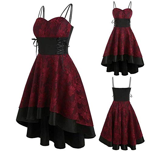 YEBIRAL Damen 1950er Vintage Retro Rockabilly Kleider Elegant Spitzenkleid Hochzeit Ärmellos Cocktail Abendkleider von YEBIRAL