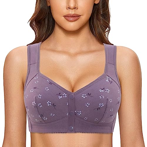 YEBIRAL Damen BH ohne Bügel Große Größen Still-BH Push Up Vorderverschluss Minimizer BH Bequem Breiten Trägern Schlaf BH Vollständige Abdeckung Bustier Cup Bra Unterwäsche Frauen Schalen BH XS-5XL von YEBIRAL