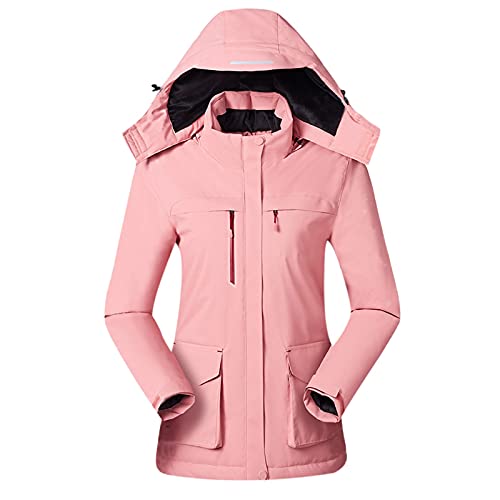 YEBIRAL Damen Beheizbare Jacke mit 4 Heizzone, Warm Winterjacke 3 Einstellbare Heizstufe USB Eletriksche Heizjacke Wasserdicht Winddicht Softshell Beheizte Jacke für Outdoor Wandern Camping von YEBIRAL