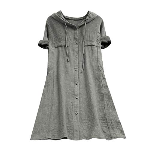 YEBIRAL Damen Bluse V-Ausschnit Langarm Shirt Leinen Einfarbig Lässige Lose Tunika Tops T-Shirt Hemdbluse Große Größen (EU-40/CN-L, 01-Beige) von YEBIRAL