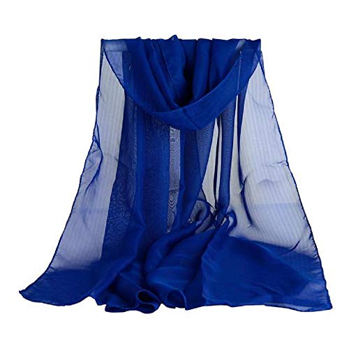 YEBIRAL Damen Chiffon Schal Ganzjährig Multifunktional Einfarbig Weich Deckenschal Halstuch(Blau) von YEBIRAL