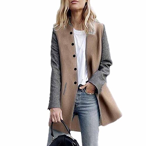 YEBIRAL Damen Herbst Winter Mantel Trenchcoat Patchwork Langarm Cardigan Schlank Mantel Elegant Frauen Mode Lässige Outwear Parka Jacke von YEBIRAL