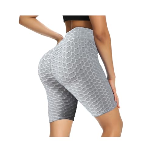 YEBIRAL Damen Honeycomb Kurze Leggings Po Push Up Sport Shorts Scrunch Butt Lifting Kurze Sporthose Booty Anti Cellulite Leggings Hohe Taille Hotpants für Fitness Gym Workout von YEBIRAL