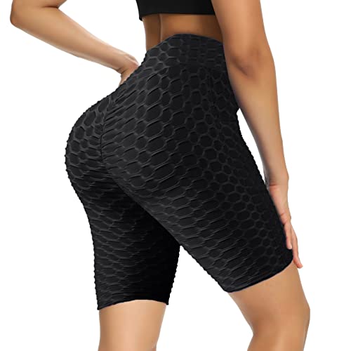 YEBIRAL Damen Honeycomb Kurze Leggings Po Push Up Sport Shorts Scrunch Butt Lifting Kurze Sporthose Booty Anti Cellulite Leggings Hohe Taille Hotpants für Fitness Gym Workout von YEBIRAL