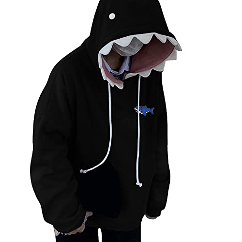 YEBIRAL Damen Kawaii Shark Hoodie Oversized Sweatshirt Kapuzenpullover Herbst Winter Warme Langarm Pullover Teenager Mädchen Sport Streetwear Locker Casual Pulli mit Kapuze Oberteile von YEBIRAL