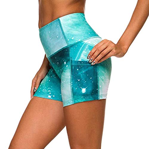 YEBIRAL Damen Kurze Leggings mit Taschen, High Waist Fitness Yoga Sport Shorts Leggins für Sommer, Radlerhose Kurze Sporthose Yogahose Workout Tights von YEBIRAL