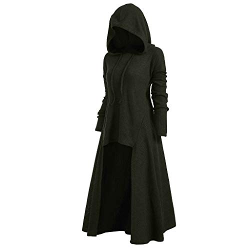 YEBIRAL Damen Langarm mit Kapuze Mittelalter Kleid bodenlangen Cosplay Dress Age Mittelalter Kleidung Große Größen Renaissance Halloween Party Kostüm Karneval Weihnachten Kleider (Y-2 Grün, L) von YEBIRAL