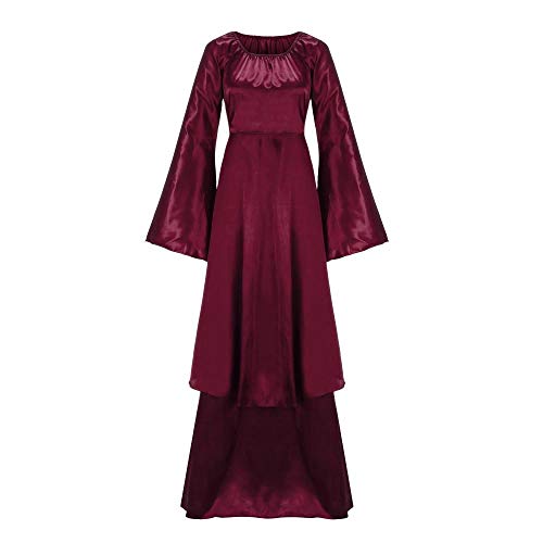 YEBIRAL Damen Mittelalterliche Kleid mit Trompetenärmel Mittelalter Party Viktorianischen Königin Kleider Bodenlänge Cosplay Dress Renaissance Kostüm Maxikleid Lang Halloween Kostüm von YEBIRAL