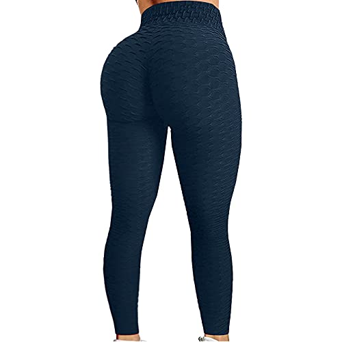 YEBIRAL Damen Push Up Leggings, Tik Tok High Waist Anti Cellulite Sexy Booty Leggings mit Bauchkontrolle, Honeycomb Scrunch Sporthose Butt Lift Yoga Pants Fitnesshose Gym Tights für Damen Mädchen von YEBIRAL