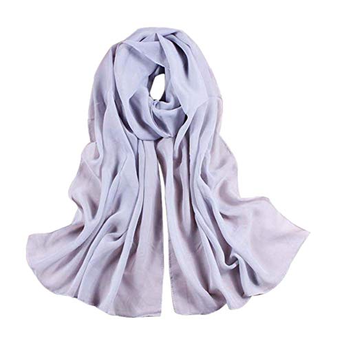 YEBIRAL Damen Schal Ganzjährig Chiffon Einfarbig Super Weich Deckenschal Halstuch(Grau) von YEBIRAL