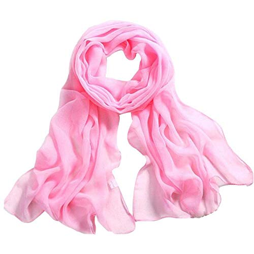 YEBIRAL Damen Schal Ganzjährig Chiffon Einfarbig Super Weich Deckenschal Halstuch(Rosa) von YEBIRAL