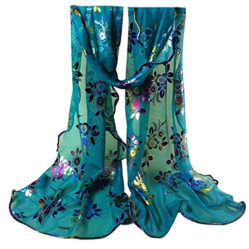 YEBIRAL Damen Schal Mode Accessoires Lace Gaze Blume Drucken Weich Tücher Halstuch 10 Farben(Armeegrün) von YEBIRAL