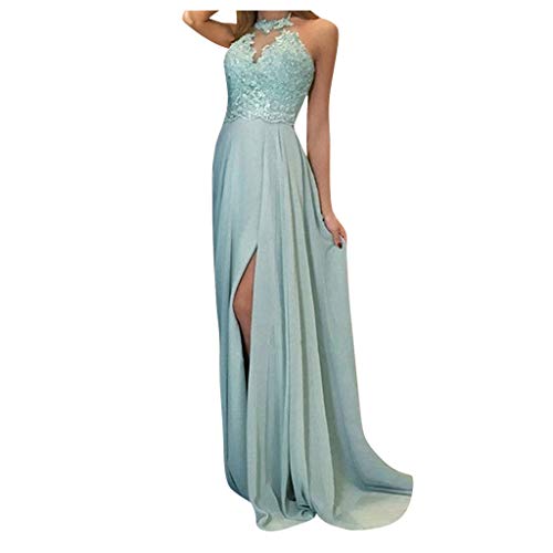 YEBIRAL Damen Spitzen Abendkleider Maxikleid Elegant Lange Chiffon Ballkleider Ärmellos Rückenfrei Neckholder Sommerkleid Hochzeit Partykleid Cocktailkleid Festlich Kleid mit Schlitz von YEBIRAL