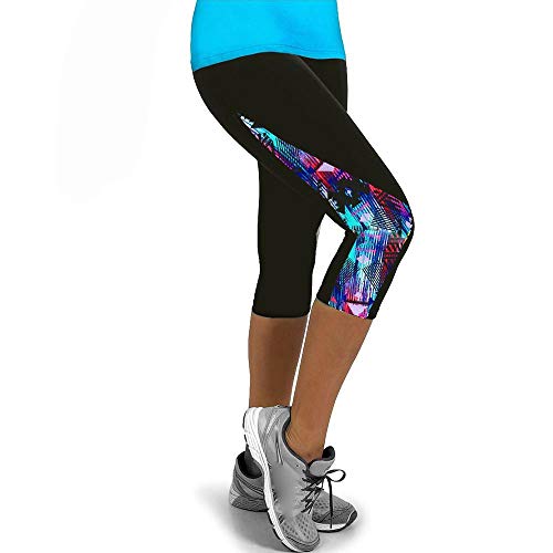 YEBIRAL Damen Sport-Leggings 3/4 Länge Bunte Sporthose Stretch Workout Fitness Jogginghose Trainingshose Yogahosen(L,Mehrfarbig) von YEBIRAL